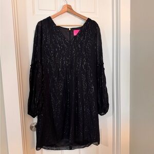 NWT Lilly Pulitzer Cleme long sleeve Onyx Fish Clip Chiffon sz 12